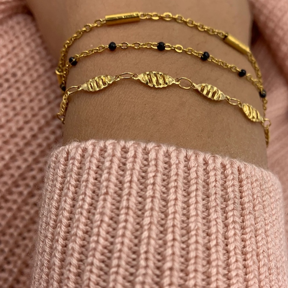 Gorgeous 18KT Gold Plated 3 Piece Bracelet Set Gold Tube Bracelet